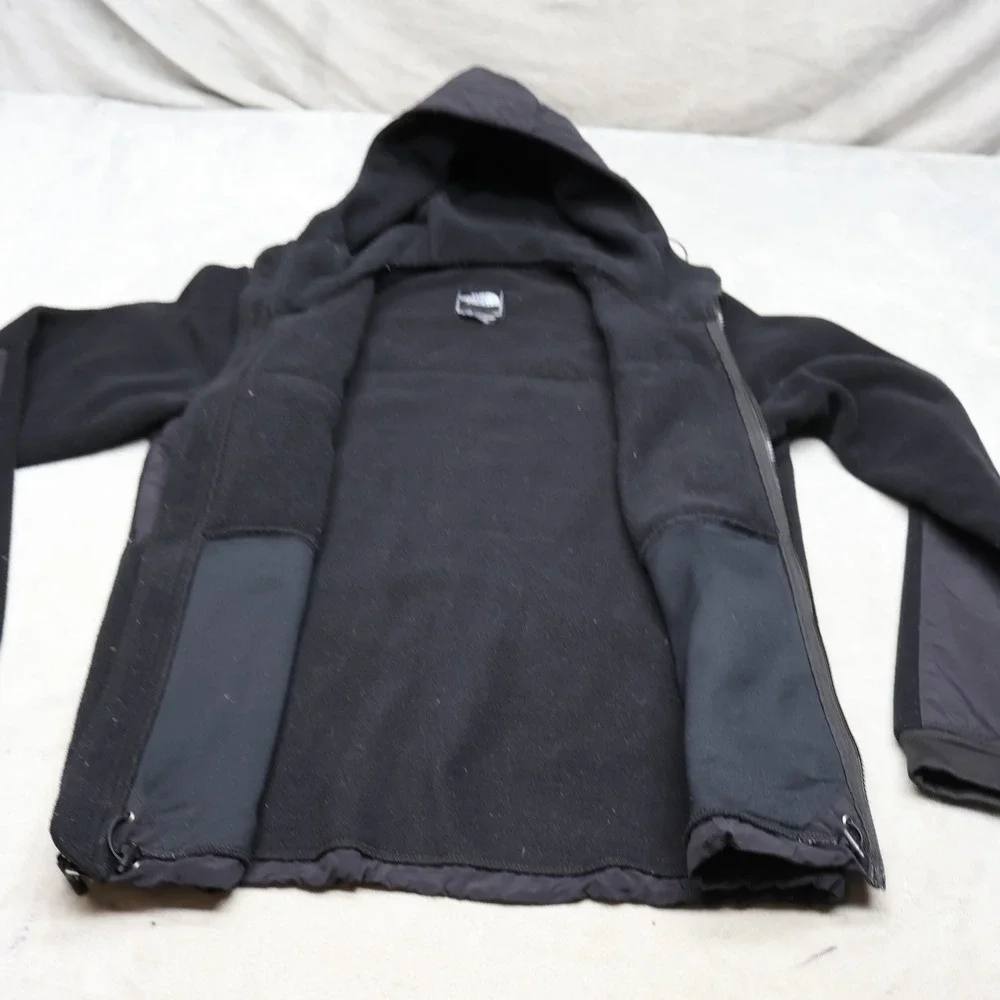 North Face Jacket Mens Small Black Denali Fleece Full Zip Hooded Outdoor Hiking